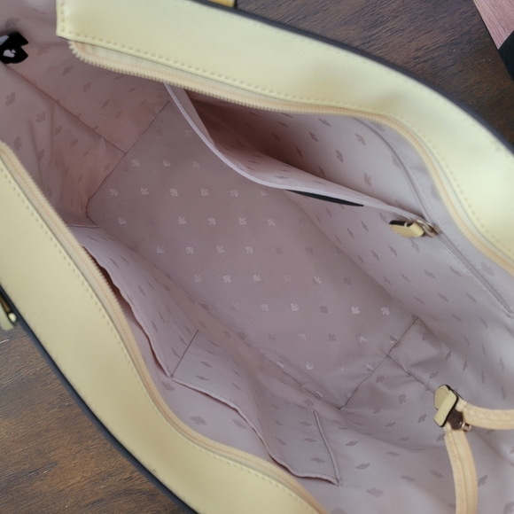 Kate Spade Dana Tote Butter Yellow Saffiano Leather Flower Charm Bag - Picture 5 of 8
